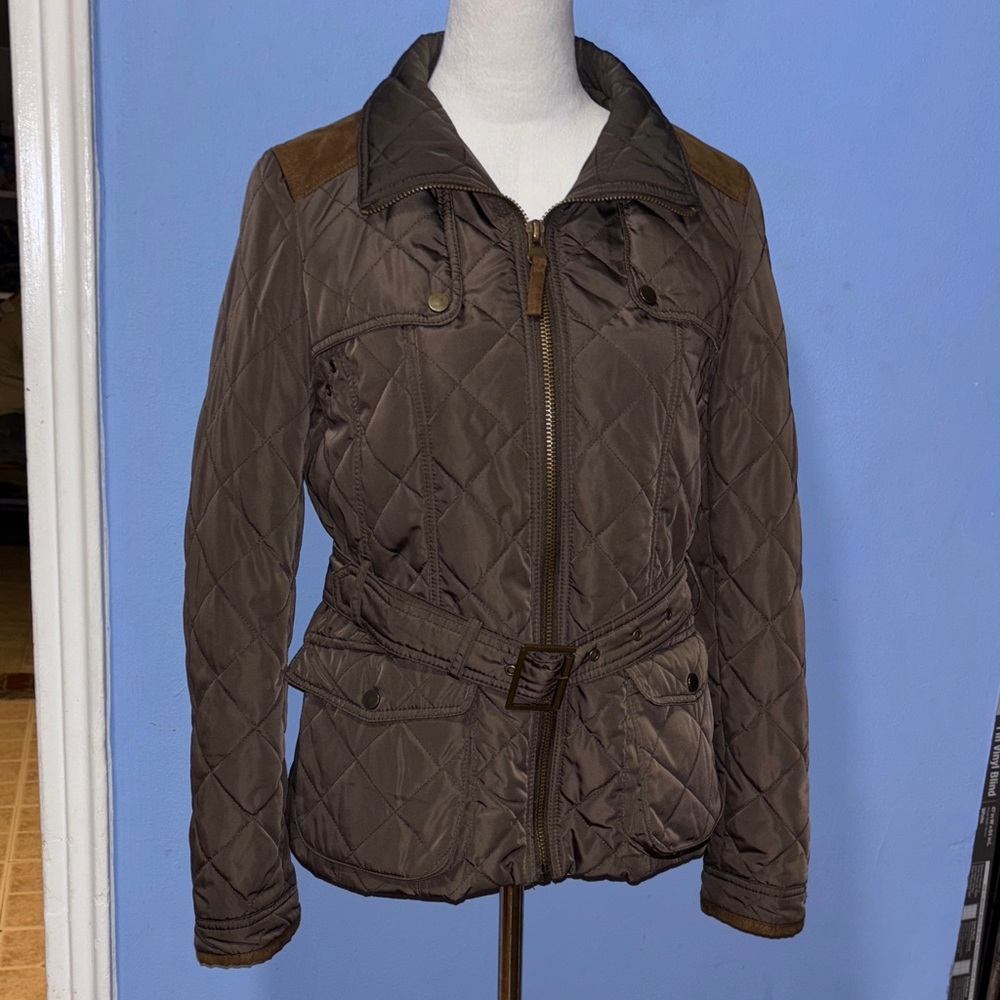 Zara Brown Quilted Utility Jacket